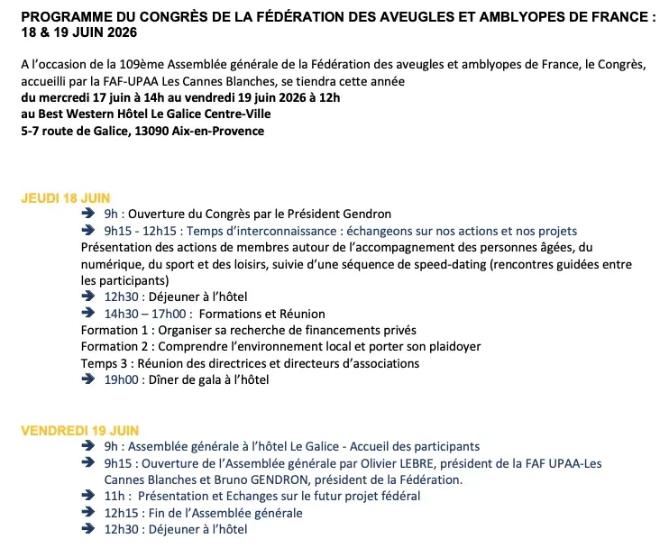 AIX-EN-PROVENCE : Déficience visuelle - La Fédération des Aveugles de France alerte sur l'urgence du