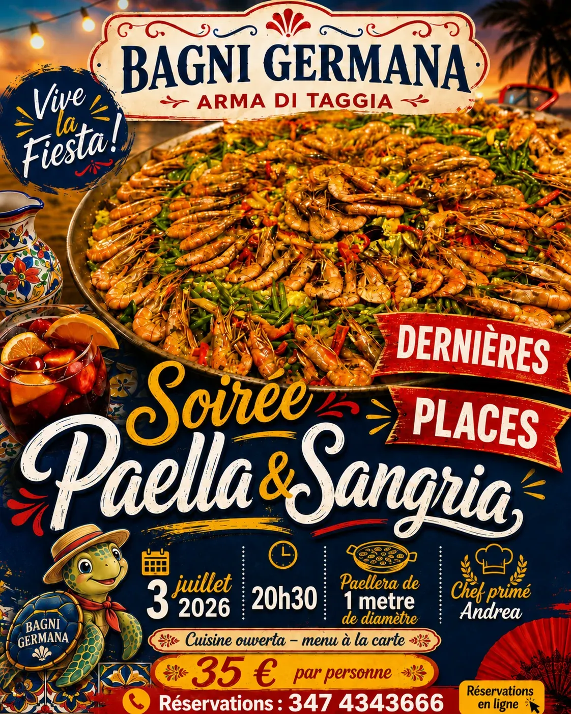 ARMA DI TAGGIA : Soirée espagnole - Les Bagni Germana célèbrent l'été avec une paella géante