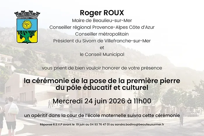BEAULIEU-SUR-MER : Éducation - Lancement du chantier du nouveau pôle éducatif et culturel Marinoni