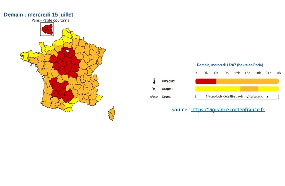 FRANCE : Canicule et orages - 86 départements en vigilance, appel à la plus grande prudence sur les