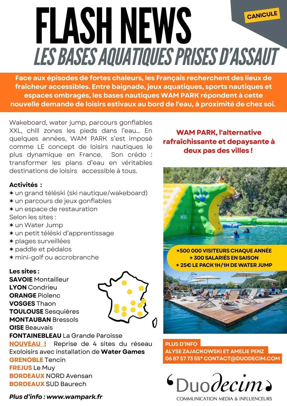 FRANCE : Canicule - Les bases de loisirs aquatiques, nouveaux refuges de l'été