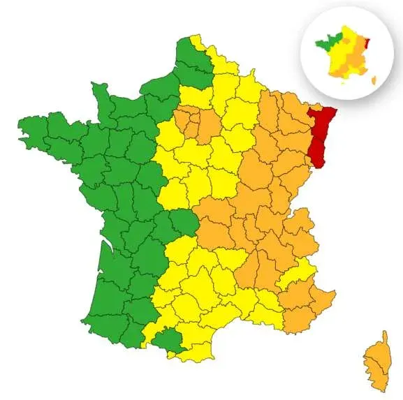 FRANCE : Météo - Double alerte canicule à l'Est et orages violents sur une large partie du pays