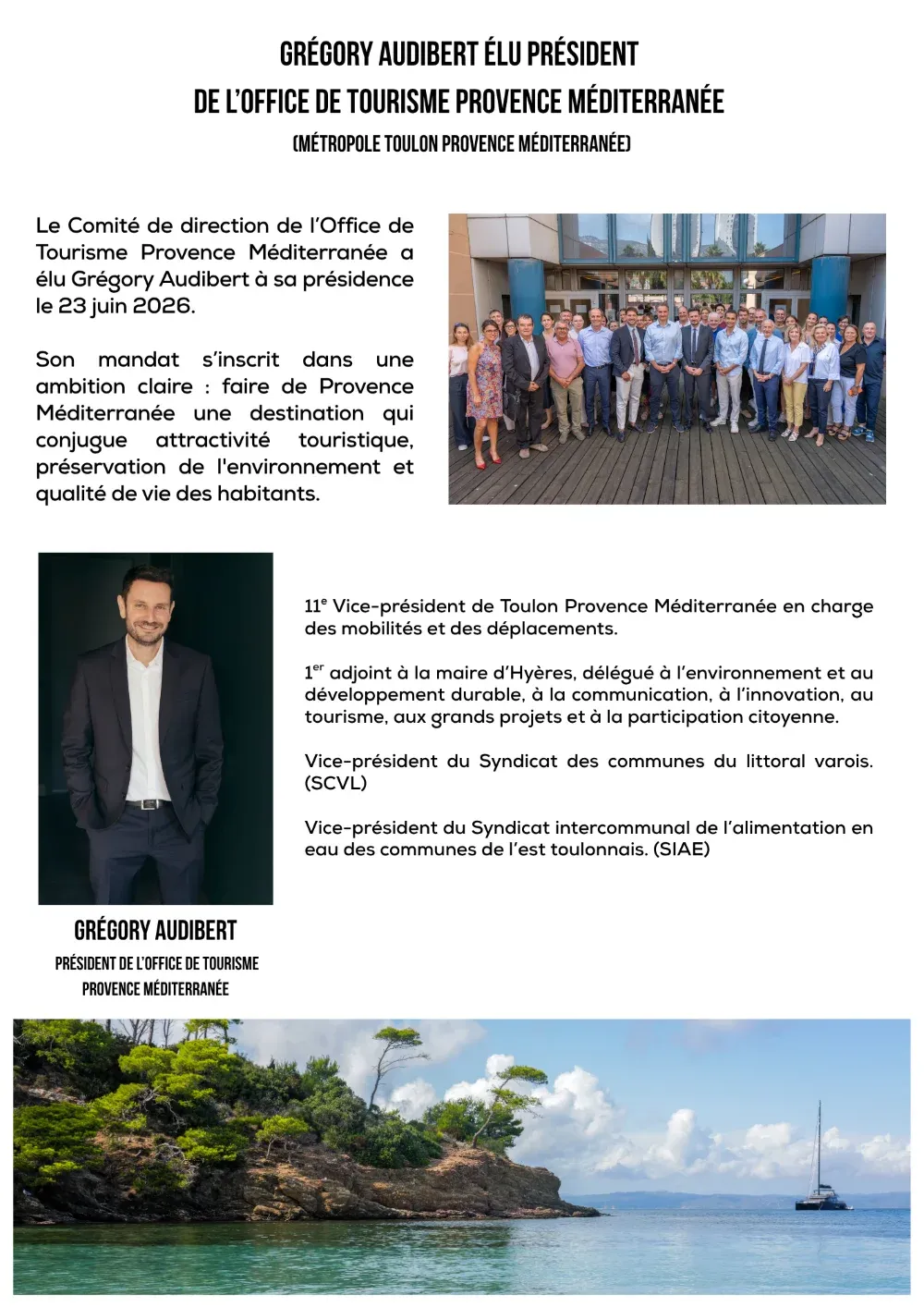 TOULON : Grégory Audibert : « Faire de Provence Méditerranée une destination durable et attractive »