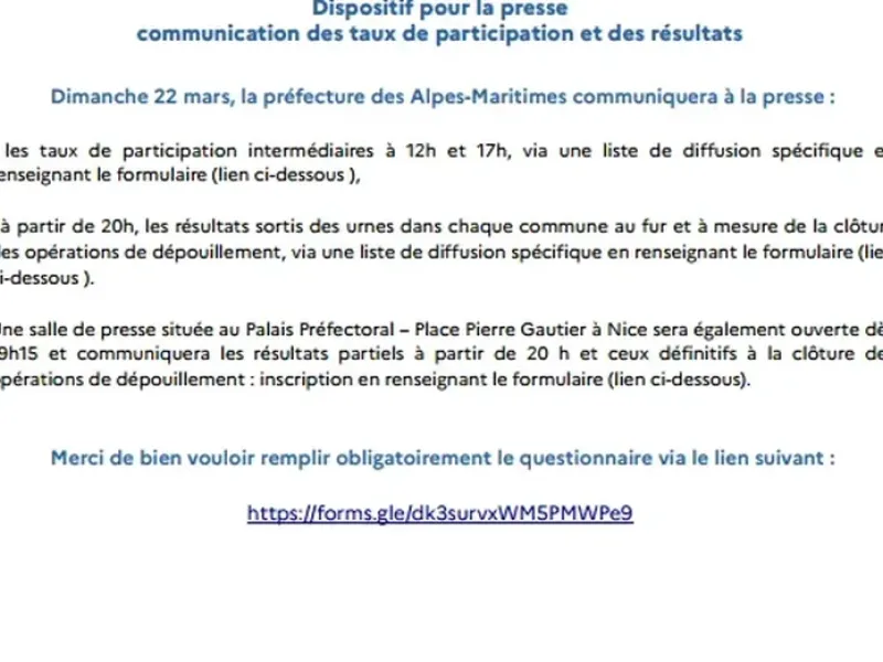 NICE : Élections municipales - La préfecture dévoile son dispositif pour la soirée électorale