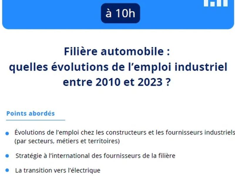 PARIS : Emploi industriel - L'Insee analyse l'évolution de la filière automobile de 2010 à 2023